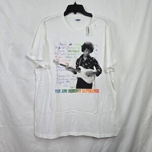Old Navy Jimi Hendrix Unisex White Licensed Pop-Culture Graphic Tee XL‎ New